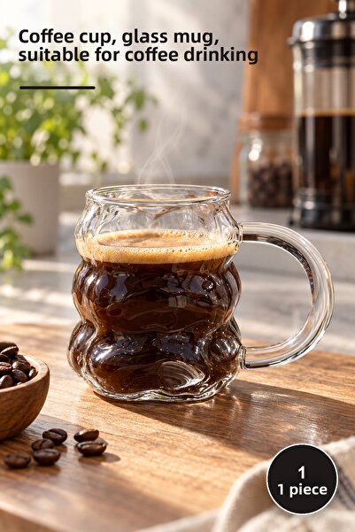 Yenilig 1 Glass Coffee Cup – Mug-Style Cup, Suitable for Drinking Coffee, Cof...