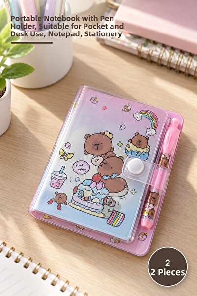 Yenilig 2-Piece Notebook with Pen – Portable Notebook with Pen Holder, for Po...