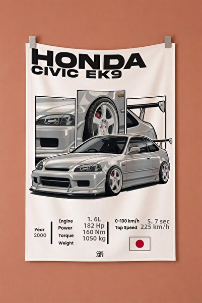 gxe.art HONDA CIVIC EK9 Tapiserie decorativă de perete