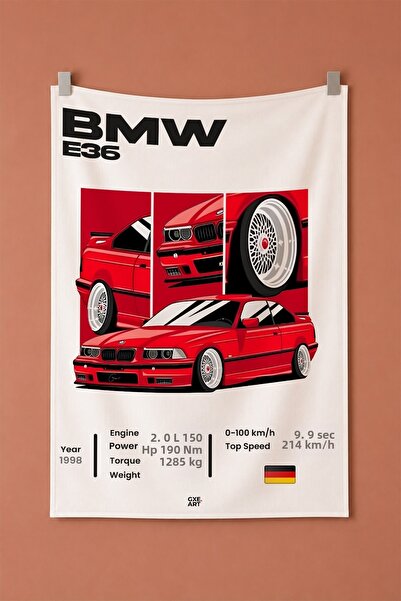 gxe.art Tapiserie decorativă de perete BMW E36 Pixel