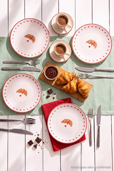TRENDYOLMİLLA HOME Set of 4 Croissant Design Porcelain Cake Plates Tphaw27Tbk...