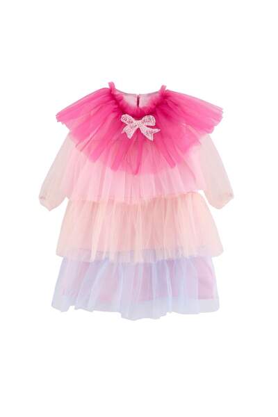 TRENDYOLKIDS Multicolored Tulle Birthday/Party Dress Colorful Woven Dress Tkd...
