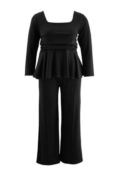 Trendyol Curve Red Knitted Plus Size Top - Bottom Set