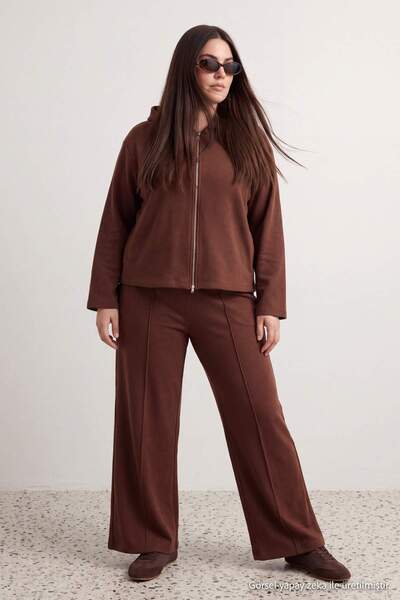 Trendyol Curve Brown 3-Piece Athlete-Underwear-Top Tracksuit Set Tbbaw27Ts00008