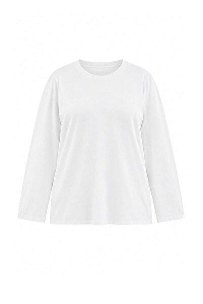 Trendyol Curve White 100% Thick Cotton Basic Crew Neck Oversize/Wide Fit Knit...
