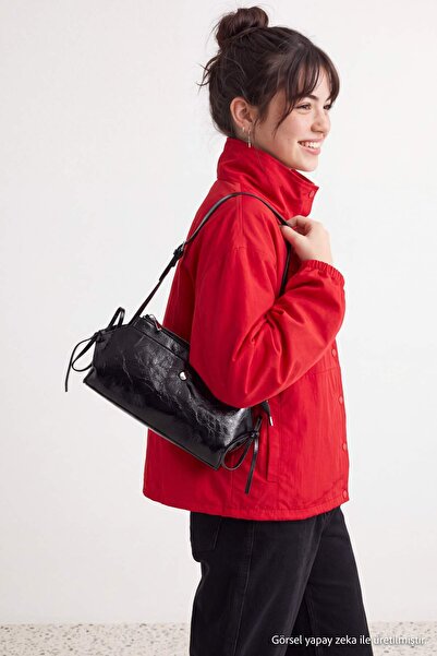 TRENDYOL SHOES Black Bow Detailed Women's Mini Shoulder Bag Takaw27Oc00086