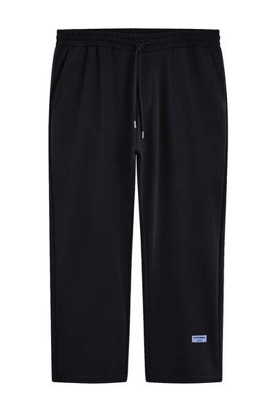 Trendyol Collection Plus Size Navy Blue Straight Cut Open Leg Label Sweatpant...