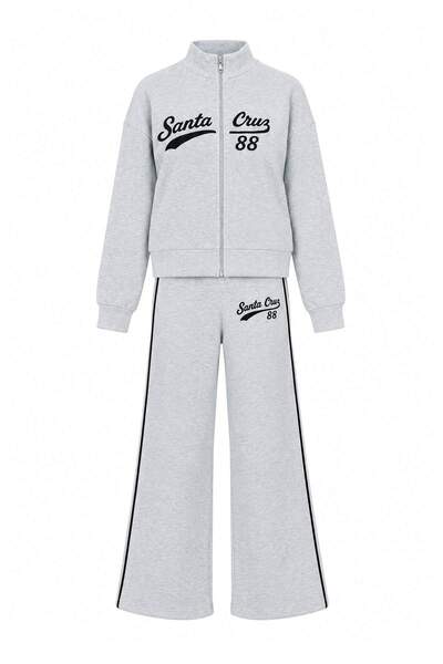 Trendyol Collection Kar Melanj3'Lü Teen Slogan Embroidery Detailed Zippered F...