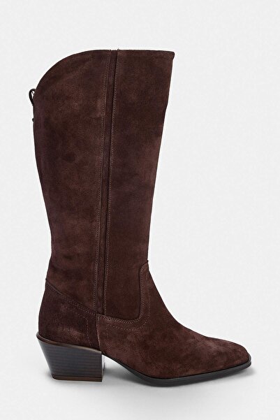 TRENDYOL SHOES Brown Genuine Suede Women's Cowboy Boots Takaw27Cz00028