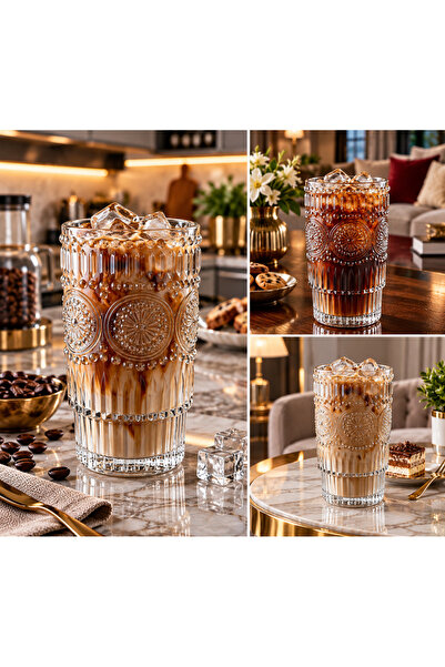 EGELA GLASSWARE 2025 Güneş Model Soğuk Kahve ve Meşrubat Bardağı ( 330 cc) 6 ...