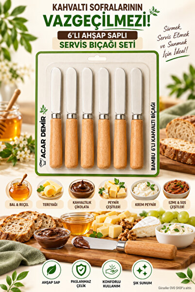 OVO SHOP Bambu Kahvaltı Bıçağı 6'lı Set