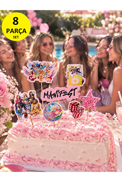Schulzz Party Lüks Manifest Temalı Doğum Günü Parti Pasta Süsü 8 Parça Full Set