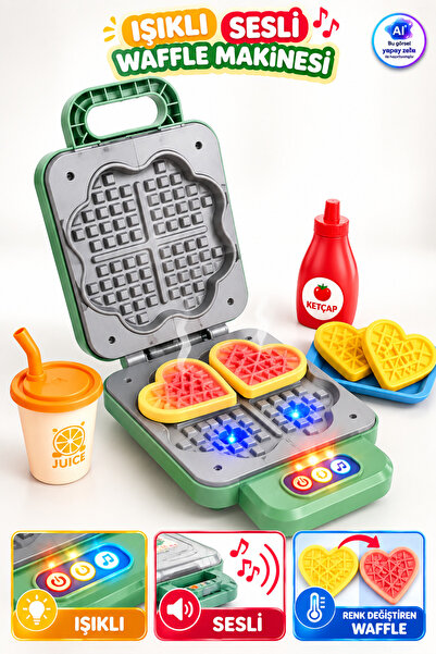 TRENDZONE Işıklı Sesli Oyuncak Waffle Makinesi – Renk Değiştiren Kalp Waffle ...