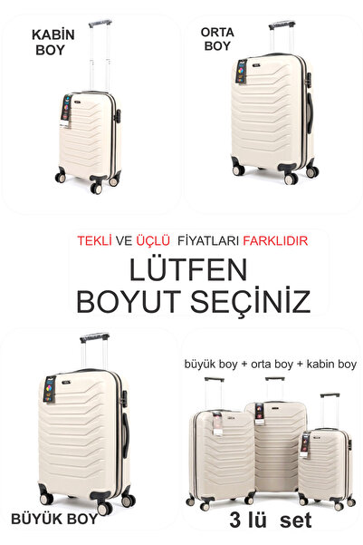 YEFA POLİPROPİLEN KALIN KIRILMAZ GÖVDELİ 3 LÜ VALİZ SETİ