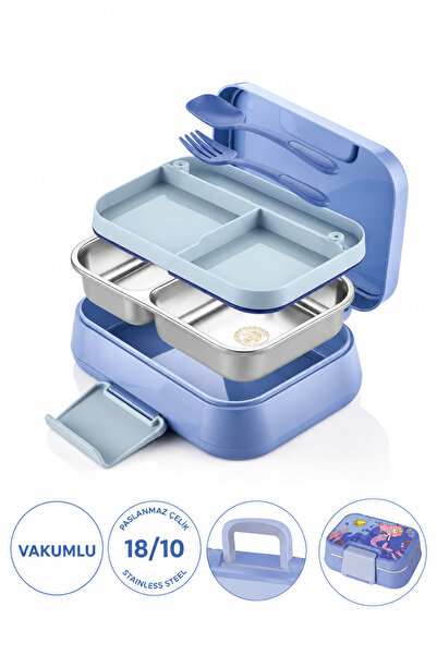 Sowo Home Happi Nutrition Container 1 Liter Stainless Steel 2 Compartment Lea...