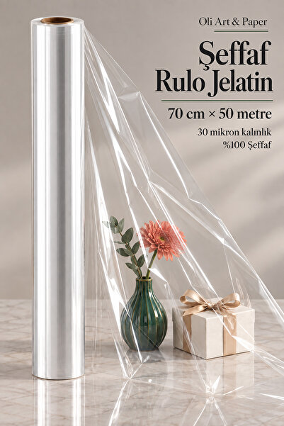 OLİ Art Rulo Jelatin 30 Mikron Kalınlık 70cmX50metre Opp Jelatin Bobin %100 Ş...