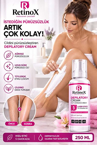 Retinox Lazer Etkili & Tüy Dökücü & Tüy Azaltıcı Krem Tüm Vücud & Tüm Cilt Ti...