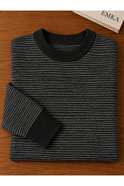 EMKA GİYİM Men's Crew Neck Premium Ribbed Knitwear Sweater