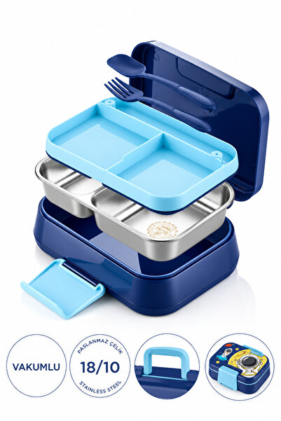 Sowo Home Happi Nutrition Container 1 Liter Stainless Steel 2 Compartment Lea...