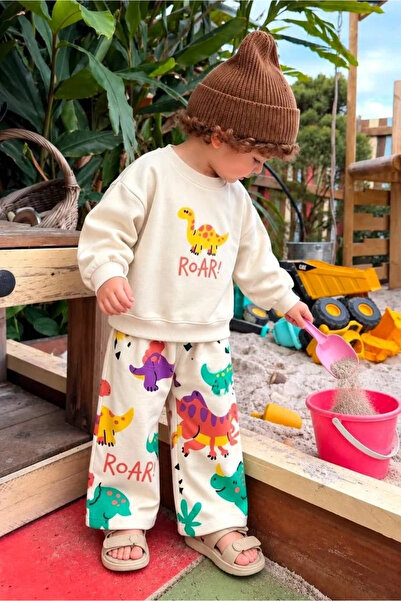 Kidmark Çocuk Modası طقم للأولاد مطبوع عليه ديناصور
