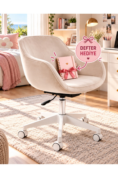 ChairLife Nune Beyaz Ayaklı/BEJ ; Çalışma, Çocuk odası, Oyuncu, Ofis Sandalyesi
