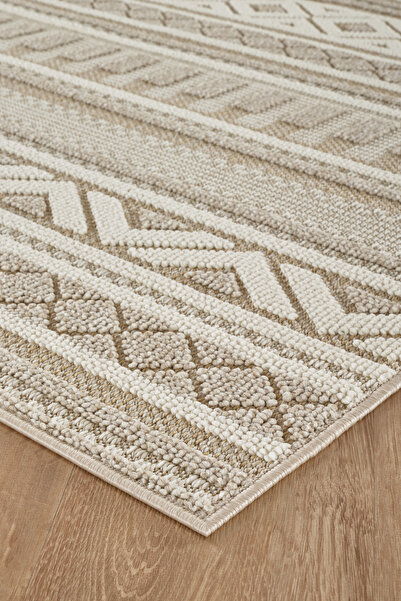 Evrium Home Krem Bej İskandinav Modern Tasarım Sisal Bukle Özel Ölçü Salon Ot...