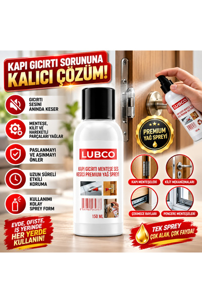 LUBCO Kapı Menteşe Gıcırtı Ses Kesici Slikote Katkılı Oil Sprey 150 ML