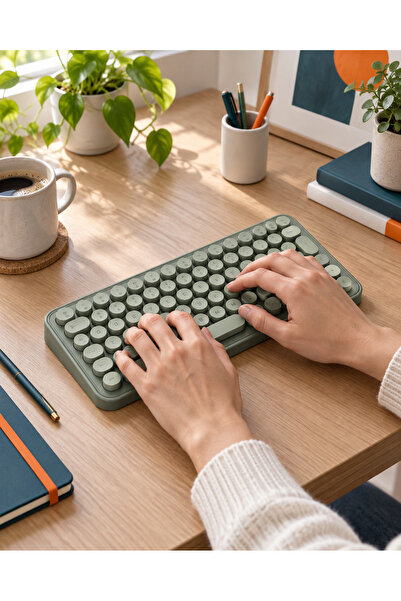 OEM Tastatură wireless cu design retro, Gri