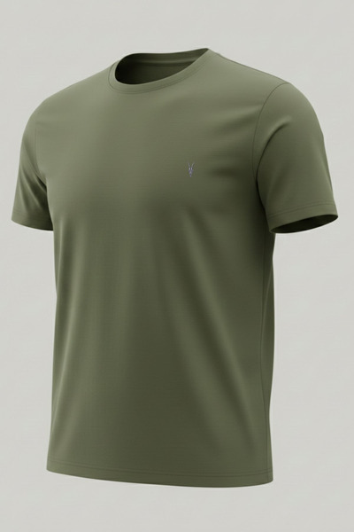 COMBİNE MİCHAİL Men's Crew Neck Casual Basic Khaki T-Shirt
