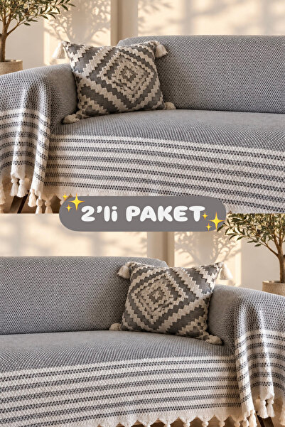 Miracolo Home 2-Pack Sofa Cover 180X220Cm Organic Cotton 3-Seat Sofa Bed Cove...