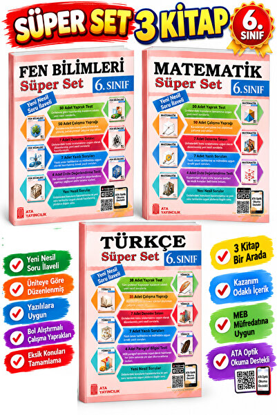 Ata Yayıncılık 6. Sınıf Süper Set Soru Bankası Seti 3 Kitap