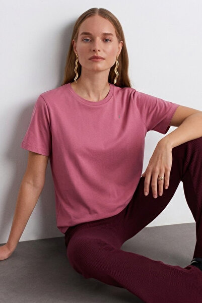 COMBİNE MİCHAİL Women's Comfort Fit Basic Powder Loose T-Shirt
