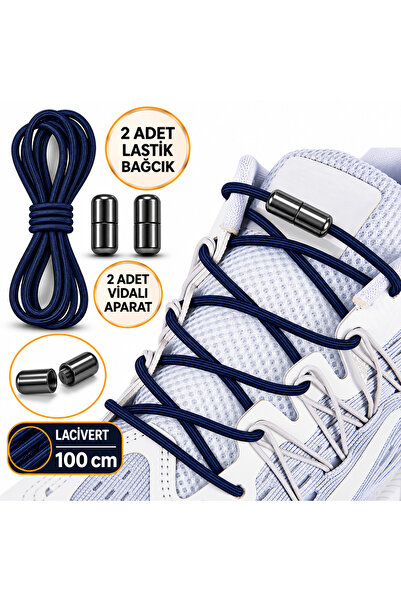 AiryFooT 100 Cm Vidalı Elastik Akıllı Esnek Yuvarlak Ayakkabı Bağcık 1 Çift (...