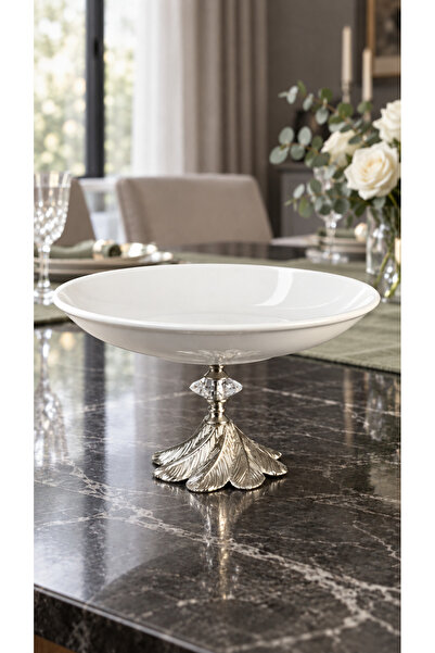 MAY HOME Metal Ayaklı Porselen Kase & Salata Meyve Meze Sunumluğu