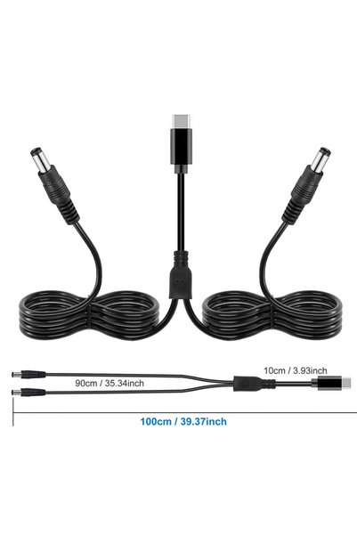Choice 1 to 2 12V New 2 Dual DC To Type C USB C PD 12V 3A 5.5x2.1mm 2.5 Power...