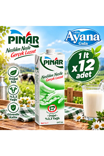 Pınar % 3.3 Tam Yağlı Süt 1lt x 12 adet