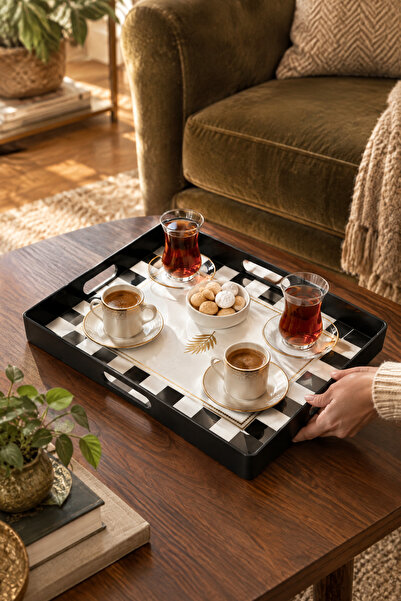MAKRİ HOME Rectangular Tray with Stylish Pattern and Useful Handle