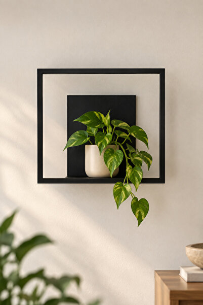 VENON 1 Adet Siyah 20 x 20 METAL Dekoratif Kare Metal Raf – Duvar Tipi Modern...