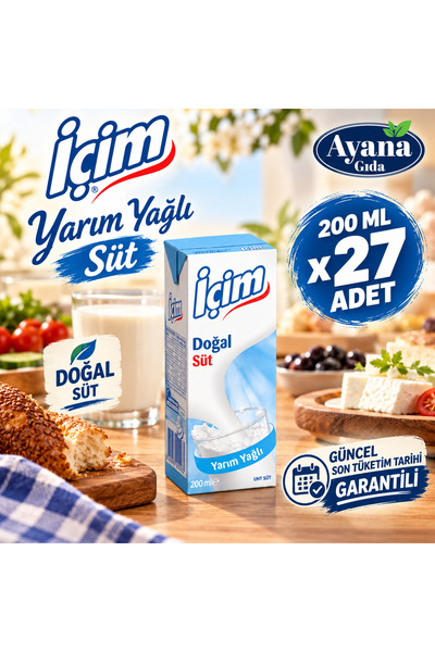 İçim YARIM YAĞLI SÜT 200 ML X 27 ADET