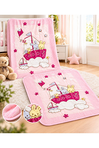 Merinos Fashion Mink Baby Blanket with Little Plush Teddy Bear and Muslin Mou...
