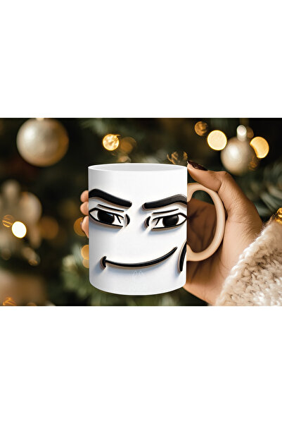 Golden Roblox Man Face Yüz Temalı Kupa Seramik Kahve Mug