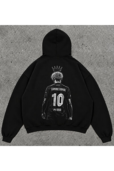 kun inaki Lamine Yamal Sırt Baskılı Siyah Unisex Kapşonlu Sweatshirt Hoodie