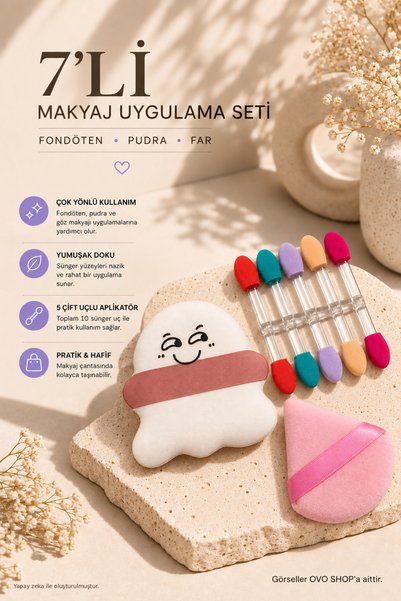 OVO SHOP 7-Piece Makeup Sponge and Double-Ended Eyeshadow Applicator Set – 1 Gift Makeup Sponge
