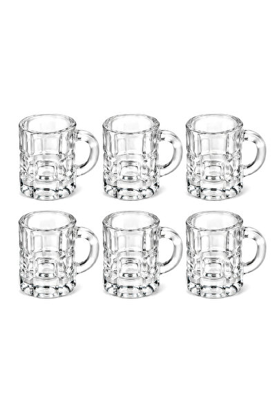 MAKRİ HOME 6’lı Kulplu Cam Bardak Seti, 4 cm çap × 5 cm yükseklik, 35 ml