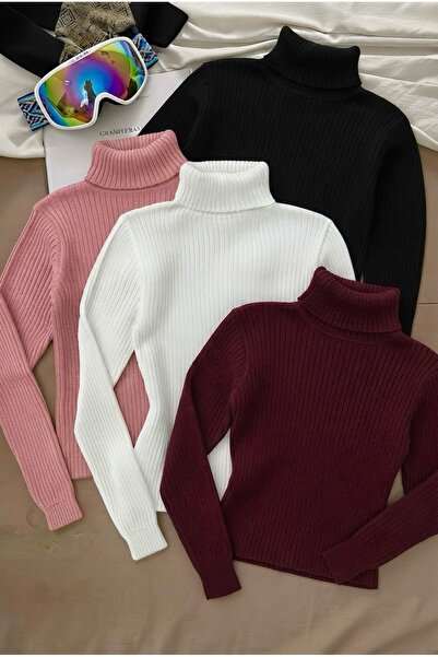 Buteks Pamuk Dokulu Triko Balıkçı Yaka Slim Fit Unisex Günlük Uzun Boğazlı Ka...