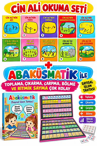 Cay Cin Ali Yayınları Cin Ali Hikaye Seti 10 Kitap+ Abaküsmatik (toplama,çıka...