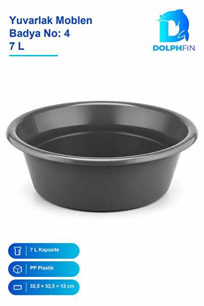 DolphFin Yuvarlak Plastik Leğen 7 L Moblen Badya Ev ve Banyo Temizliği