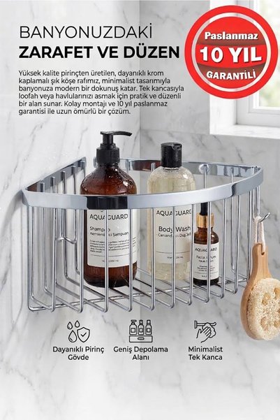 BanyomHome Deep Shampoo Holder Stainless Brass 1 Piece 19X19 cm Shampoo Holde...
