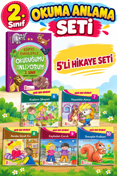 Ata Yayıncılık 2.sınıf Okuduğumu Anlıyorum+dikkat Zeka 5'li Deneme Seti+renga...