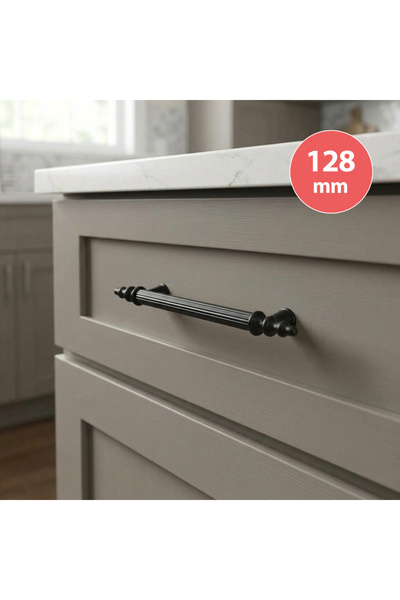 EYM Öyküm Çizgili Rustik 128 mm Mat Siyah Mobilya Dolap Kulp